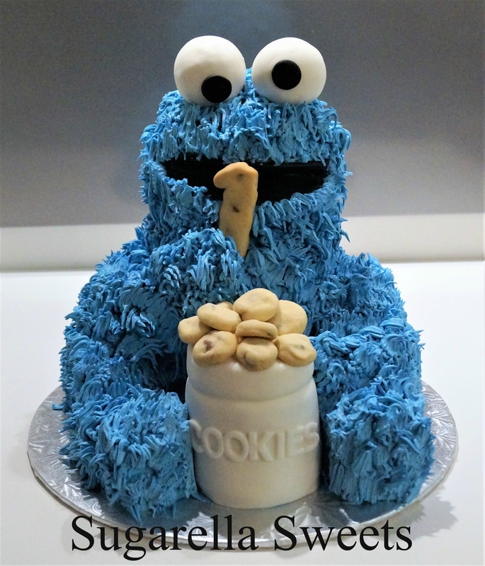 3D cookie monster cake